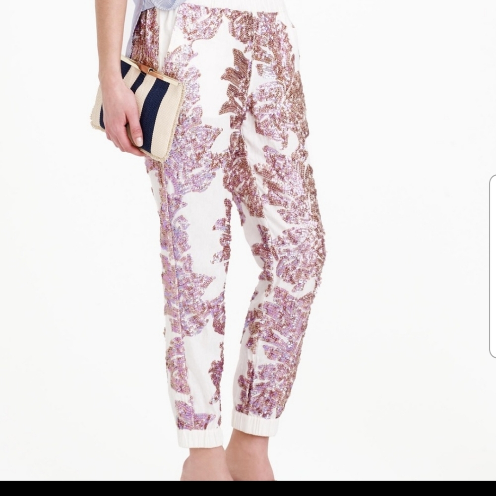 J.Crew linen sequined embellished pants